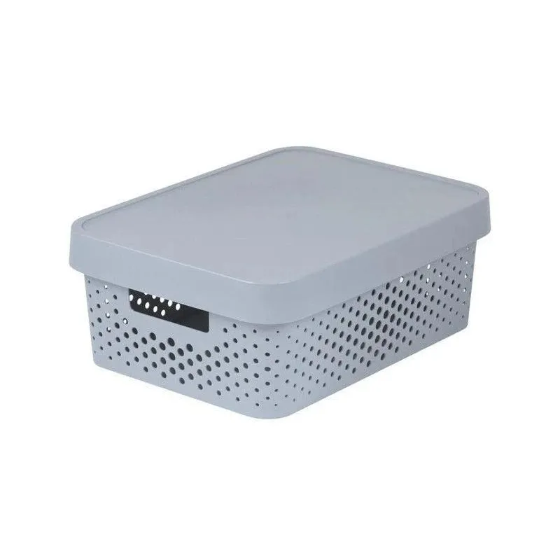 Uzglabāšanas kaste ar vāku, paredzēts uzglabāšanai-rotaļlietām Curver Infinity Dots, 11 l, pelēka krās., 36 x 27 x 14 cm