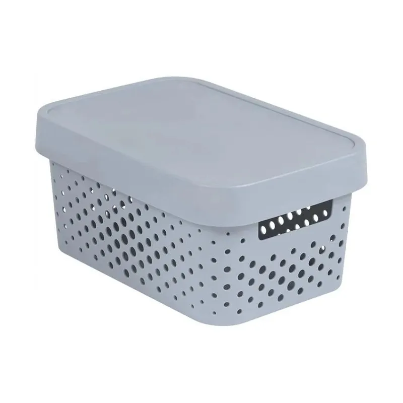 Uzglabāšanas kaste ar vāku, paredzēts uzglabāšanai-rotaļlietām Curver Infinity Dots, 4.5 l, pelēka krās., 27 x 19 x 12 cm