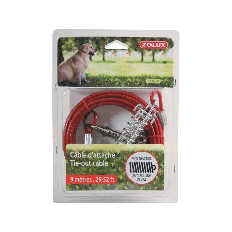 Pavada Zolux TIE-OUT CABLE. sarkana. 9 m