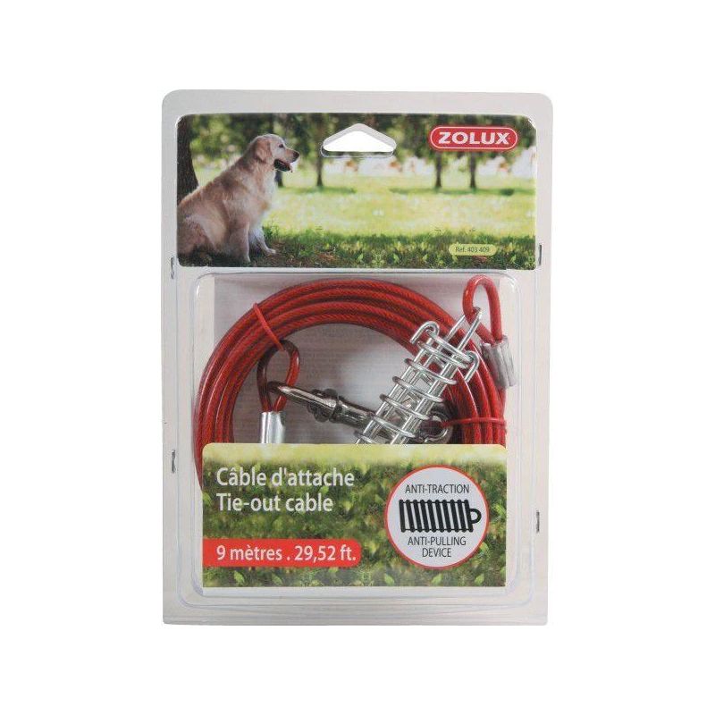 Pavada Zolux TIE-OUT CABLE. sarkana. 9 m