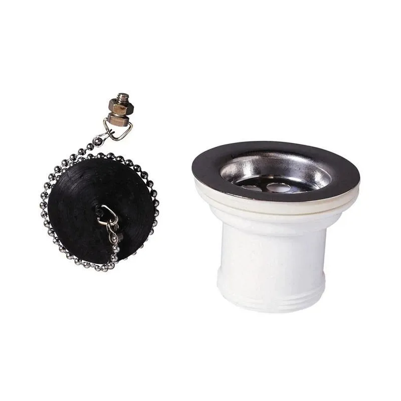 Sifona galva izlietnei-notekai-vannu Tycner 32310005, 70 mm, balta-nerūsējošā tērauda