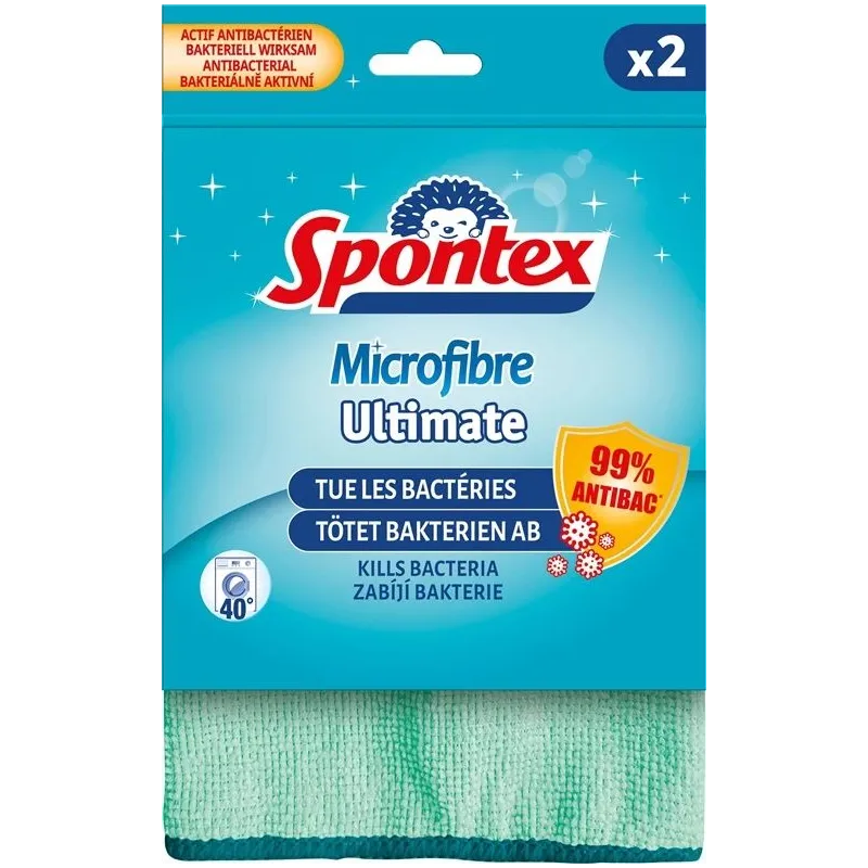 Тряпочка, универсальная Spontex, синий цв., микрофибра, 2 шт.
