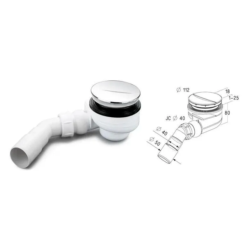 Sifons dušas pamats Nicoll Turboflow TB90S, 40 mm