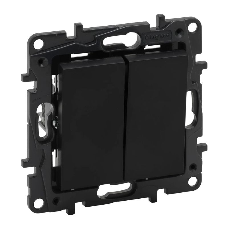 Slēdzis LEGRAND NILOE STEP, 2 taustiņi, melnā krāsā