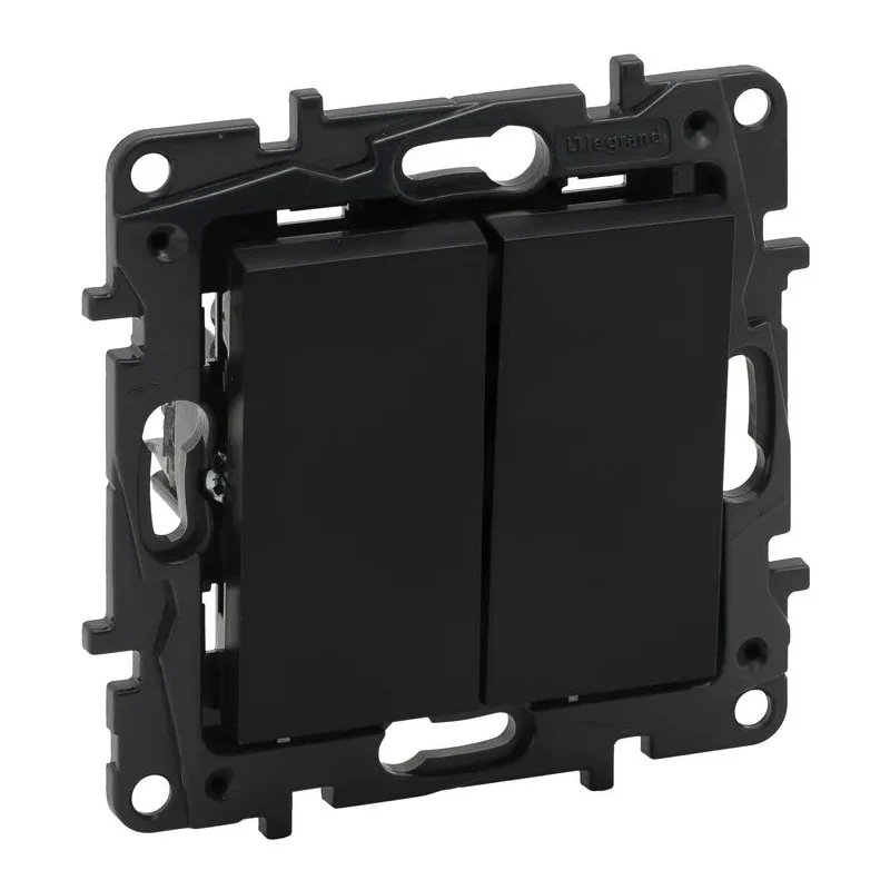 Slēdzis LEGRAND NILOE STEP, 2 taustiņi, melnā krāsā