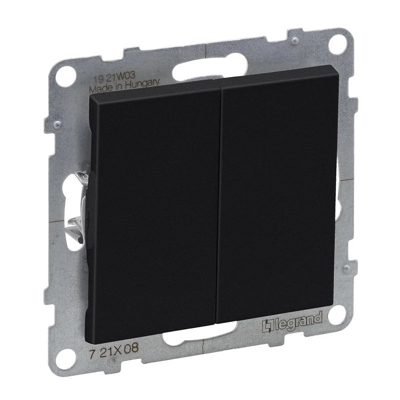 Slēdzis LEGRAND SUNO, 2 taustiņi, melnā krāsā