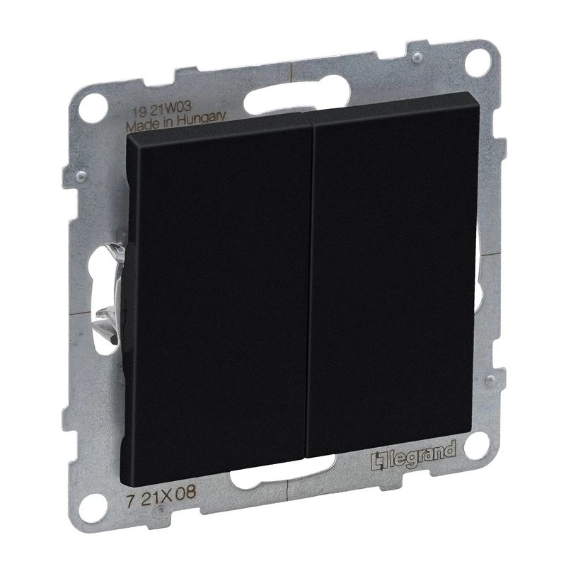 Slēdzis LEGRAND SUNO, 2 taustiņi, melnā krāsā