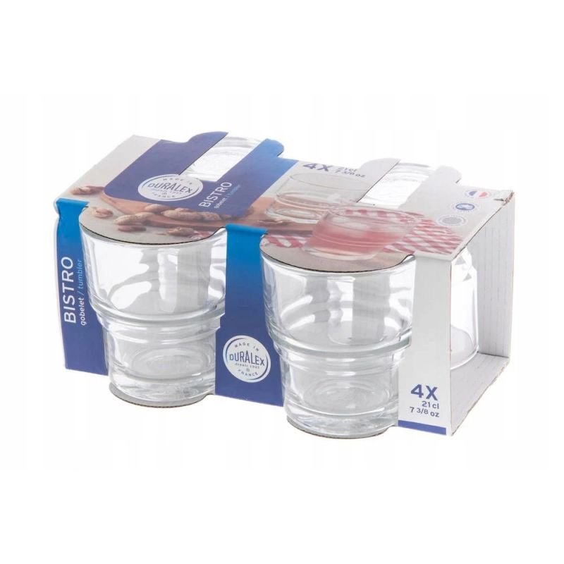 Glāzes stikla Bistro 210ml, 4gb