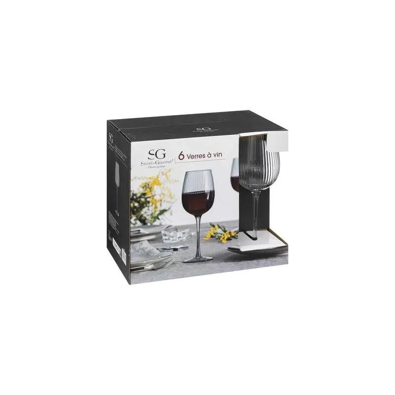 Vīna glāžu komplekts SG Posaterie Midnight, stikls, 0.38 l, 6 gab.