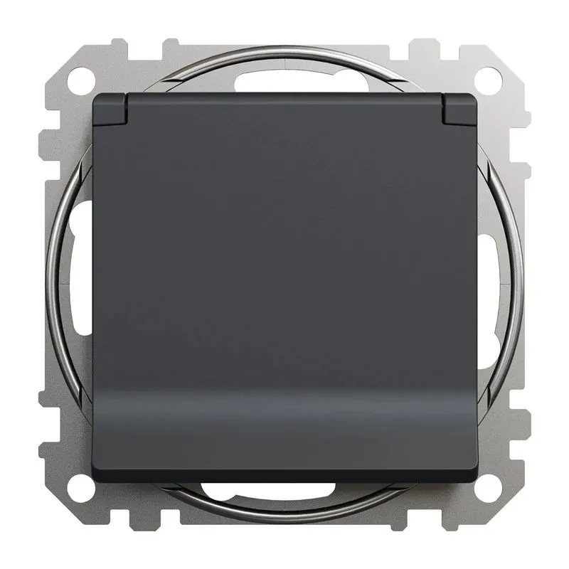 Kontaktligzda Schneider Electric Sedna Design SDD214024, Iezemēta rozete, IP44, antracīta