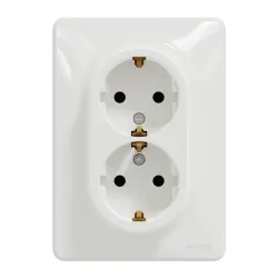 Dvivietis kištukinis lizdas Schneider Electric Sedna Design SDD311221, su įžeminimu, balta sp.