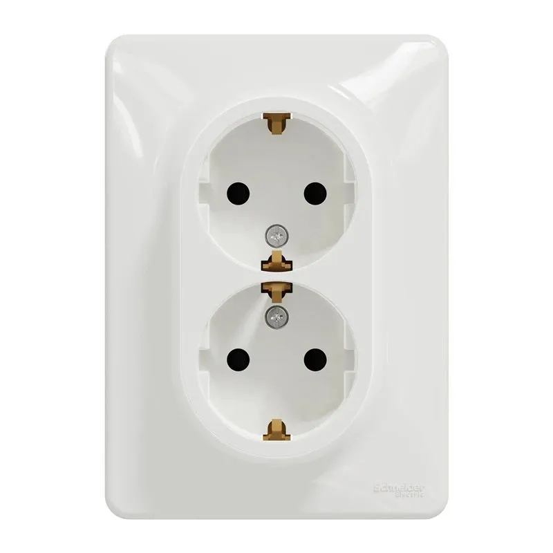 Dubultā kontaktligzda Schneider Electric Sedna Design SDD311221, Iezemēta rozete, balta krās.