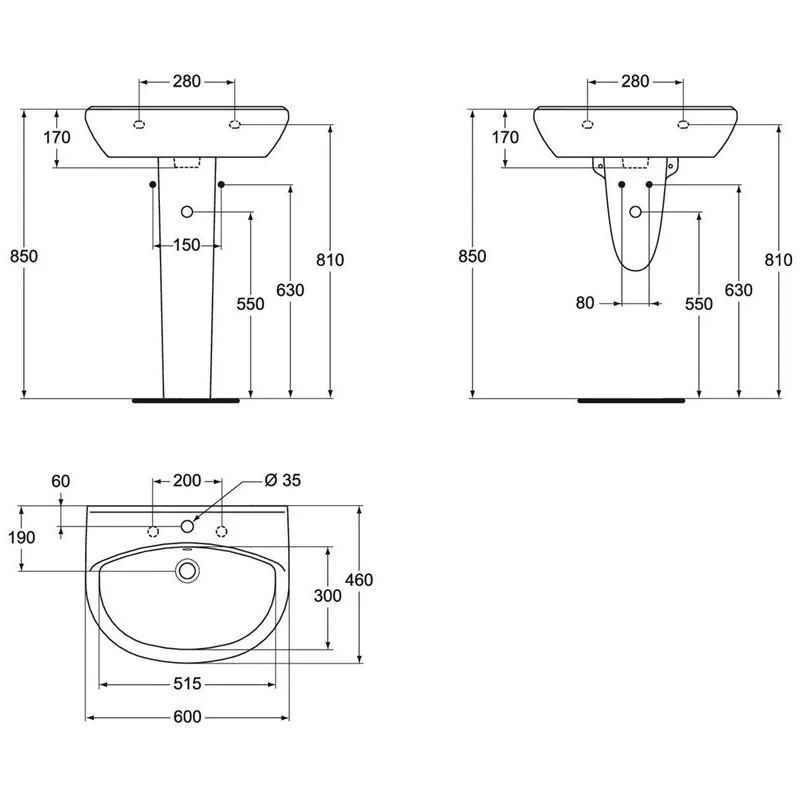 Vannas istabas izlietne Vidima Ulysse, 60 cm x 46 cm x 17 cm, balta