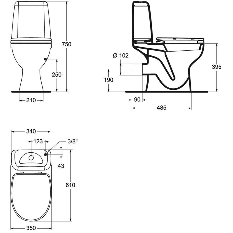 Unit. past Vidima Korona W908001. ar vāku. 350x610 mm