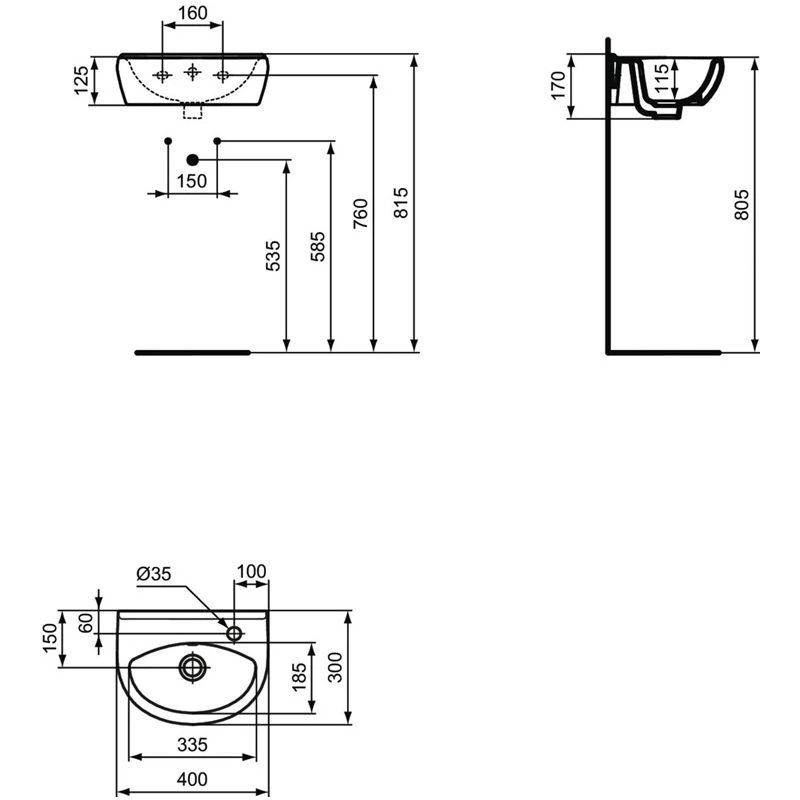 Vannas istabas izlietne Vidima Ulysse. 30 cm x 40 cm x 17 cm