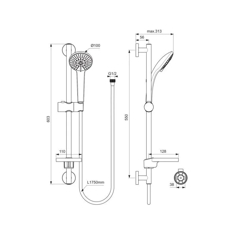 Dušas komplekts Ideal Standard Idealrain B9415AA, hroma