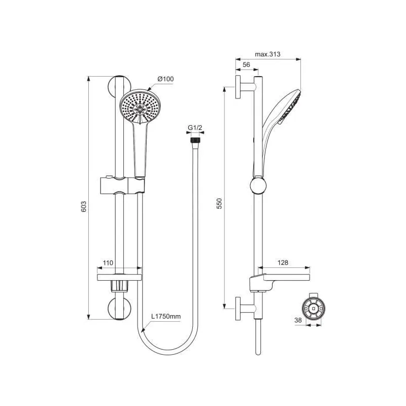 Dušas komplekts Ideal Standard Idealrain B9415AA, hroma