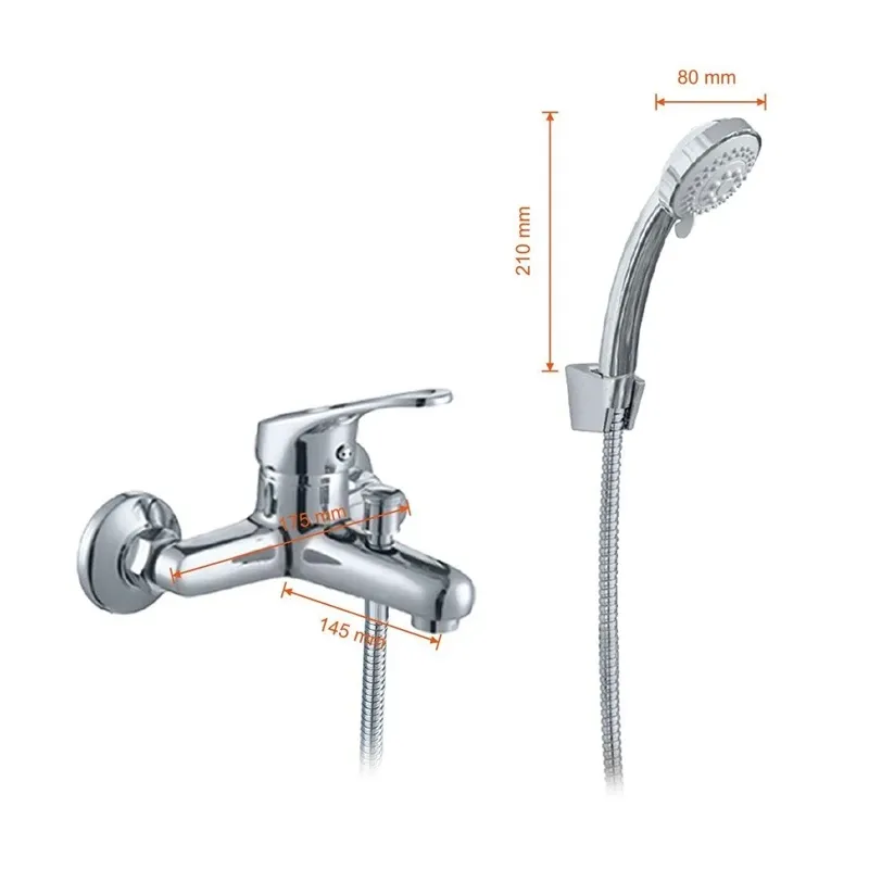 Vannas maisītājs ar dušas komplektu Thema Lux Wanda L-1104, sudraba krās.-hroma krās.
