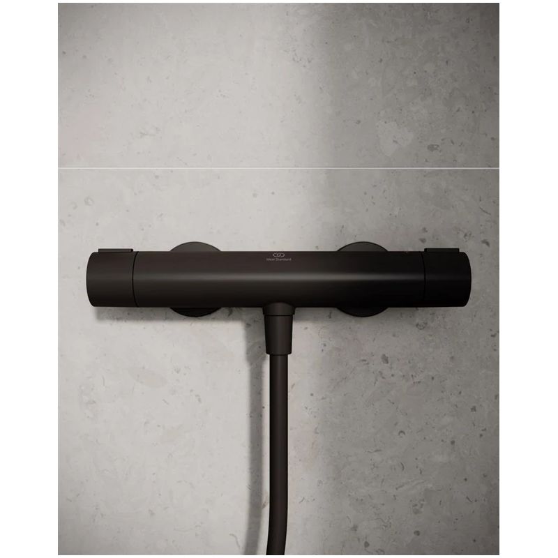 Dušas termostats alu+ melns matēts