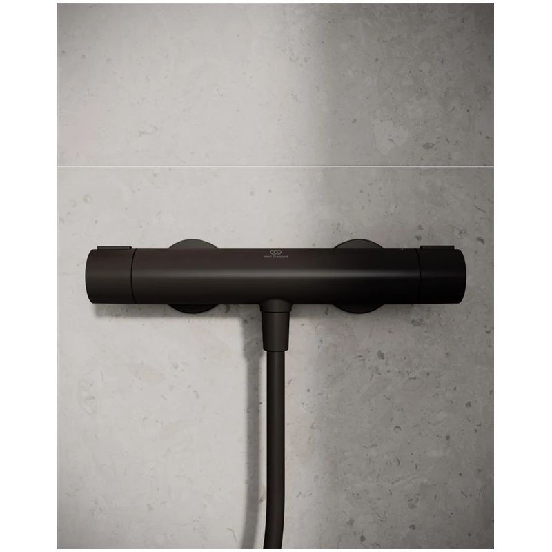 Dušas termostats alu+ melns matēts