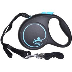 Automātiskā pavada Flexi Black Design. zila-melna. 5 m