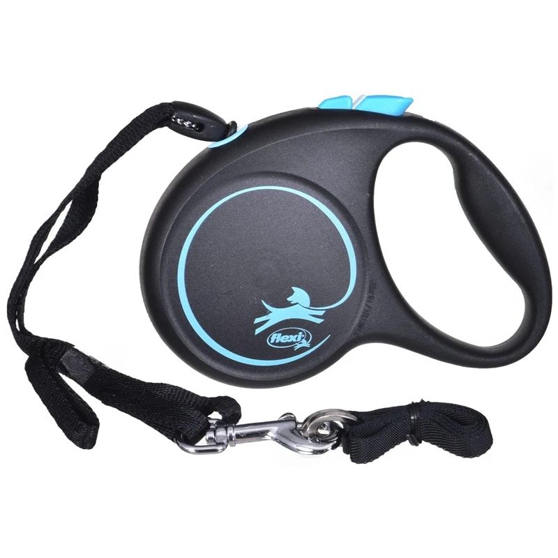 Automātiskā pavada Flexi Black Design. zila-melna. 5 m