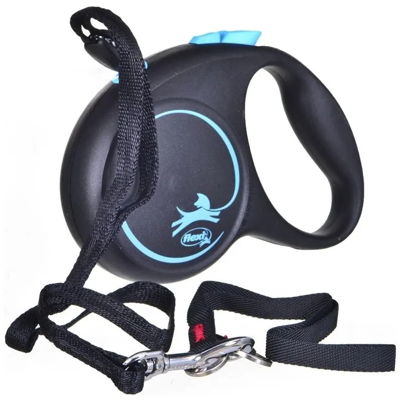 Automatinis pavadėlis Flexi Black Design mėlynas-juodas 5m