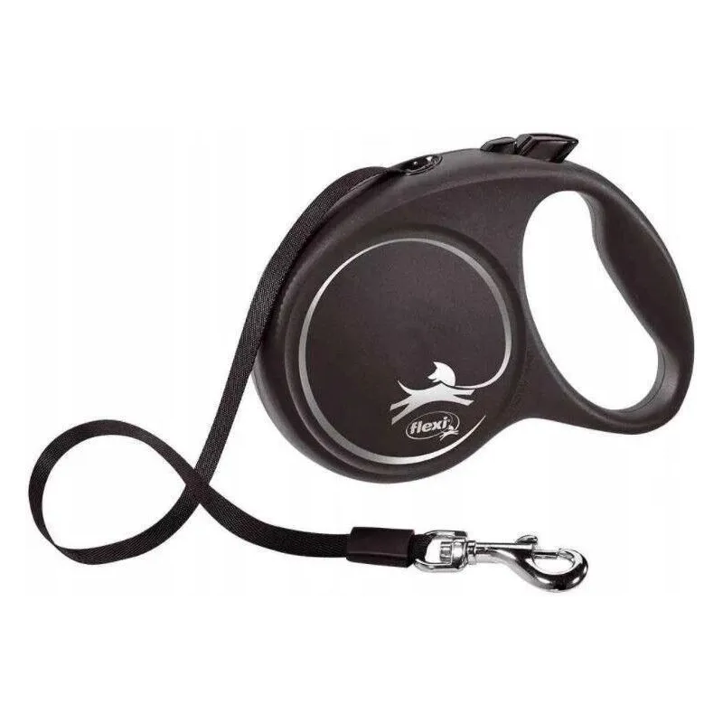 Automātiskā pavada Flexi Black Design, melna krās., L 5m