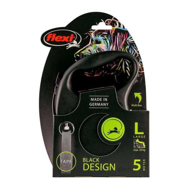 Automātiskā pavada Flexi Black Design. melna. 5 m