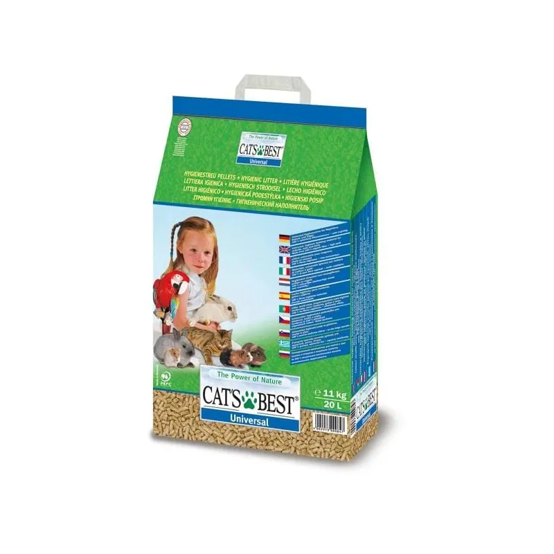 Kaķu pakaiši Cat's Best Universal, koka skaidas , necementējošās,, 11 kg, 20 l