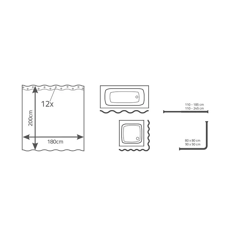 Vannas aizkars Ridder Drops 34330. 1.8x2m