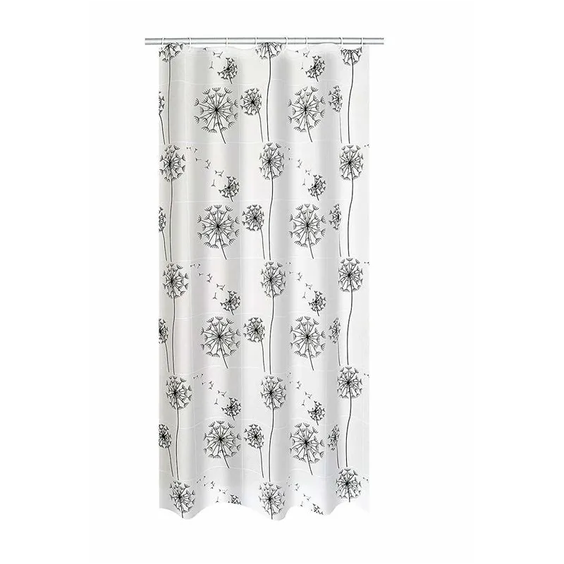 Dušas aizkars Ridder Moonflower 303210, balta krās.-melna krās., 200 cm x 180 cm