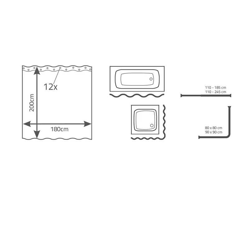 Aizkars vannas 1,8x2m 32377 dots silver
