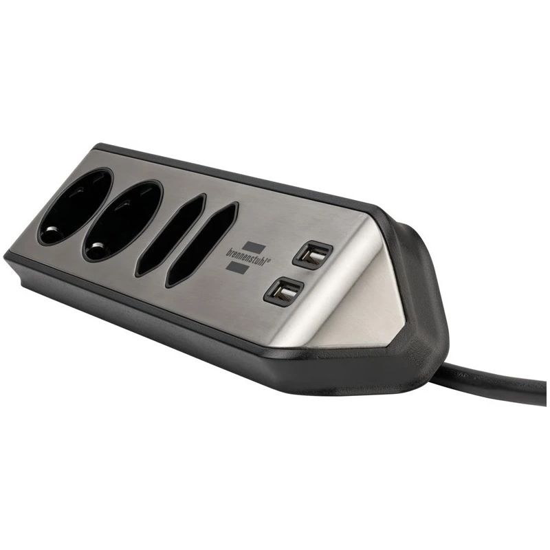 Sadales pagarinātājs BRENNENSTUHL. 4 ligzdas. 2USB. 2m
