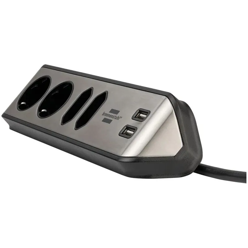 Pagarinātājs Brennenstuhl, 3 x 1,5 mm², 2 m, 4 ligzdas, 2USB