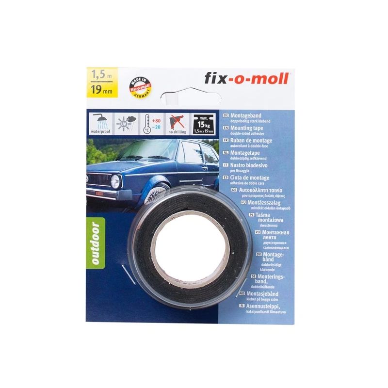 Divpusējā līmlente Fix-O-Moll. 1.5 m x 19 mm. 15 kg
