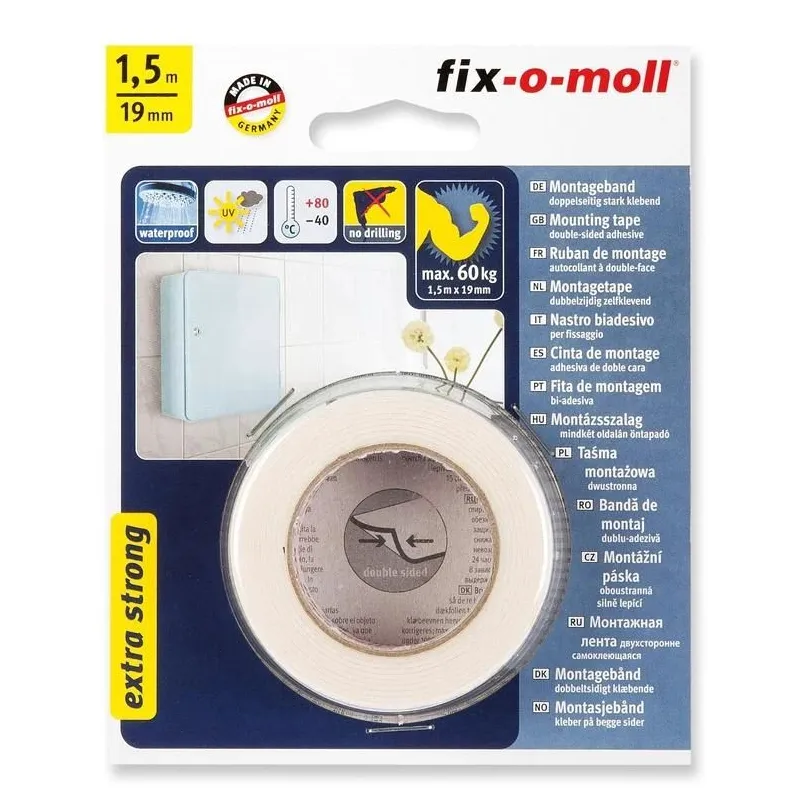 Līmlente Fix-O-Moll BALT3563047, divpusējs, 1.5 m x 19 mm