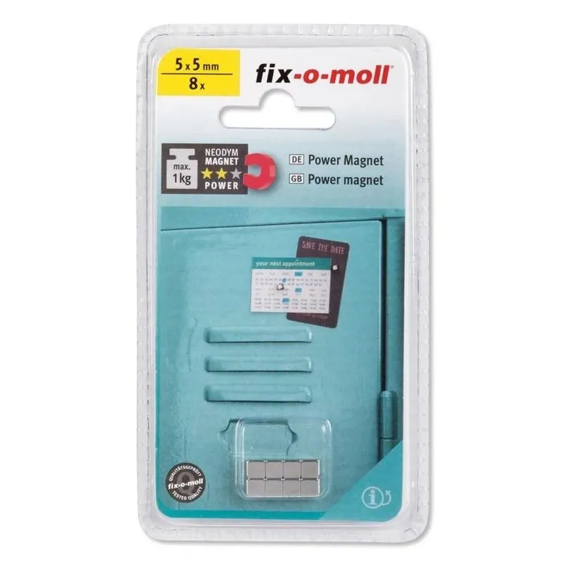 Magnēts Fix-O-Moll 3562805, 0.5 cm x 0.5 cm x 0.5 cm, pelēka krās., 8 gab.