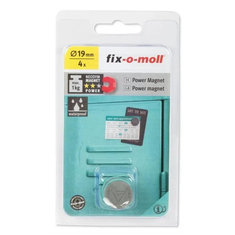 Magnēts Fix-O-Moll Water resist, zila krās., 4 gab.