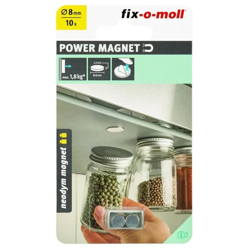Magnetas Fix-O-Moll, pilka sp., 10 vnt.
