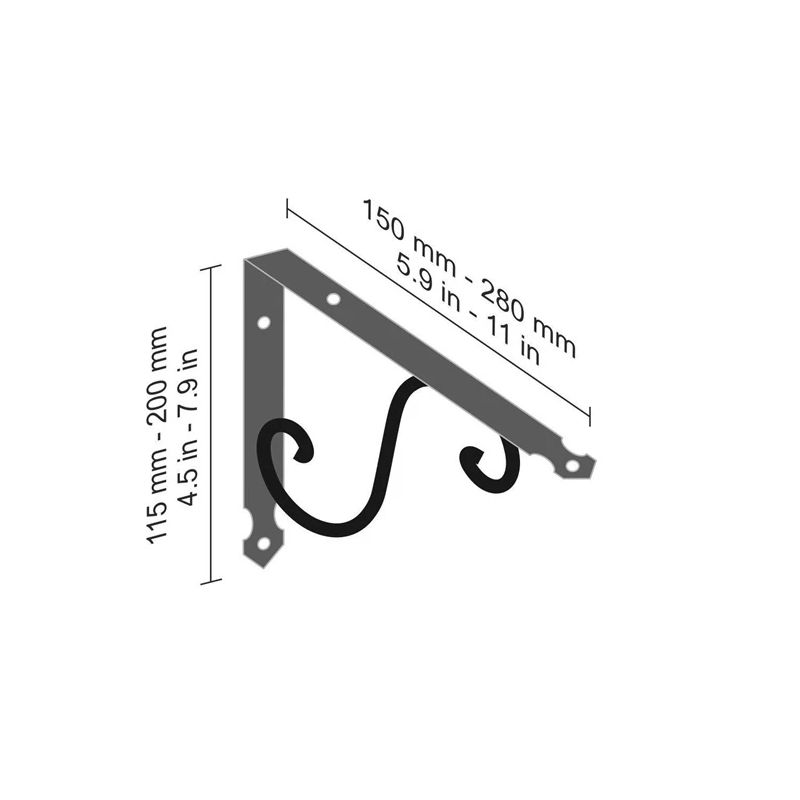 Plauktu turētājs Dolle Ornament. 150x200 mm. melna