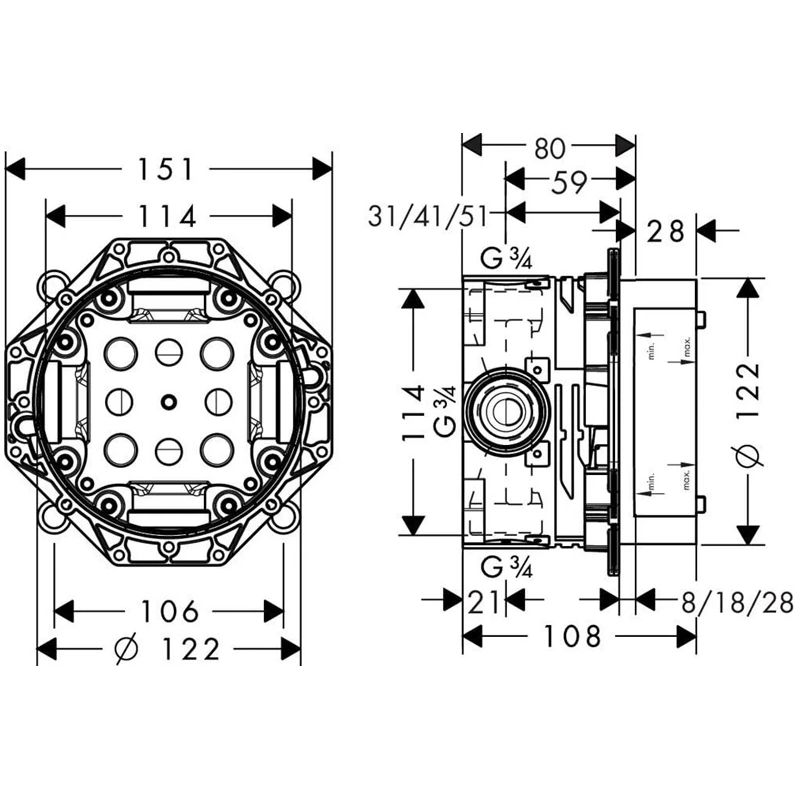 Kasete ūdens maisītājiem Hansgrohe Z-A Ibox Universal 018...