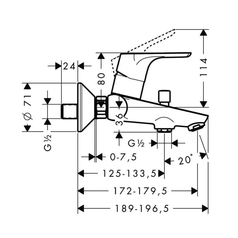 Vonios maišytuvas Hansgrohe Focus E2 31940, chromo sp.