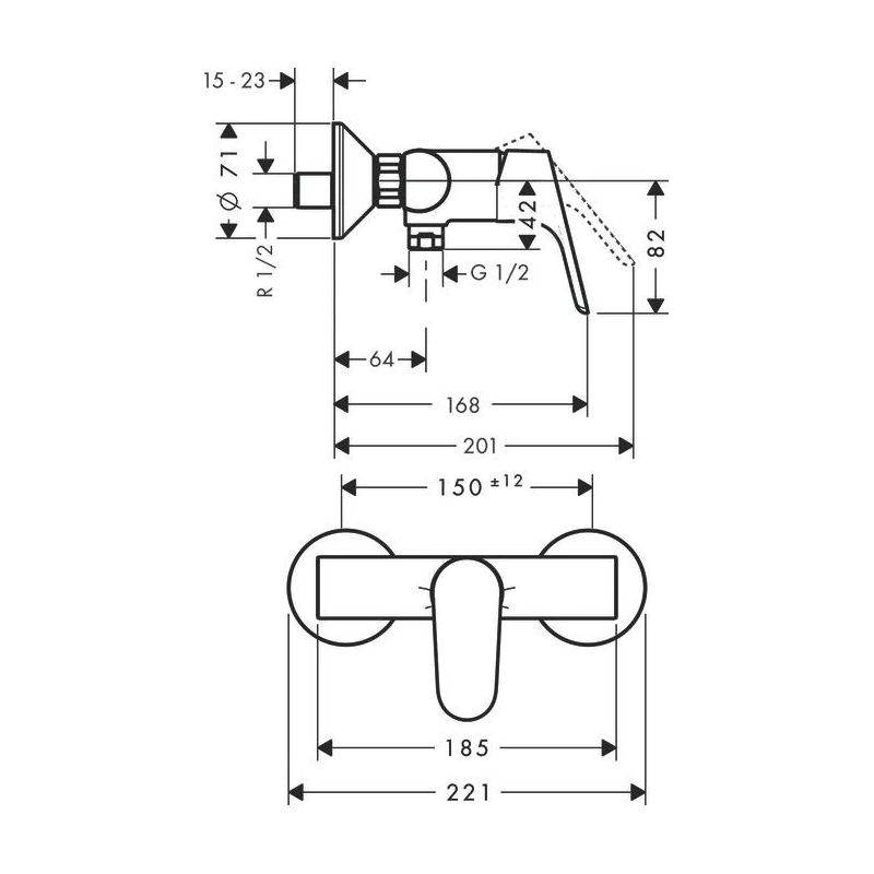 Ūdens maisītājs dušai Hansgrohe Focus E2 HG