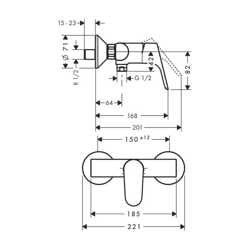 Dušas jaucējkrāns Hansgrohe Focus E2 31960, hroma krās.