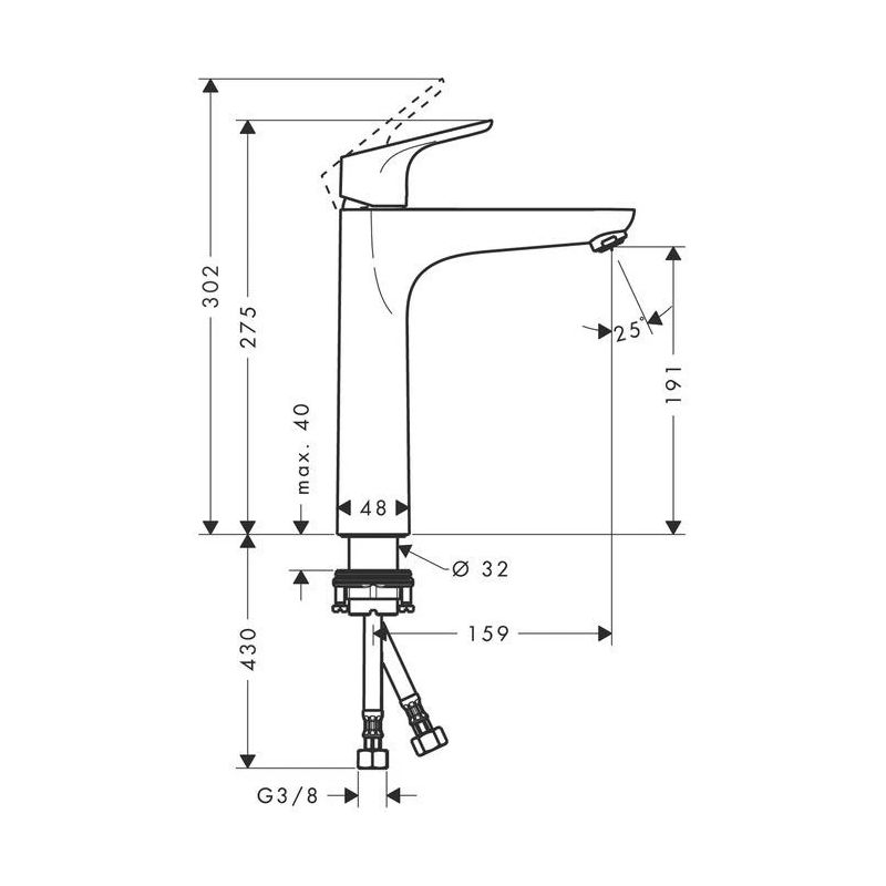 Jaucējkrāns izlietnei Hasgrohe Focus 31518000 20.7x27.5x4...