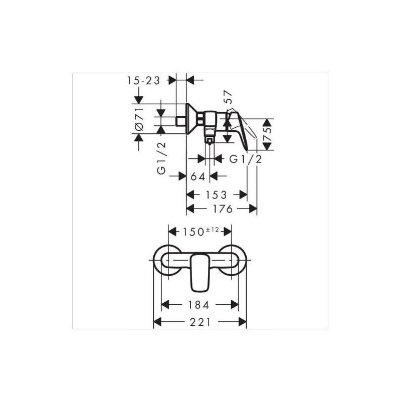 Jaucējkrāns dušai Hansgrohe Logis 15.3x11.1x22.1cm