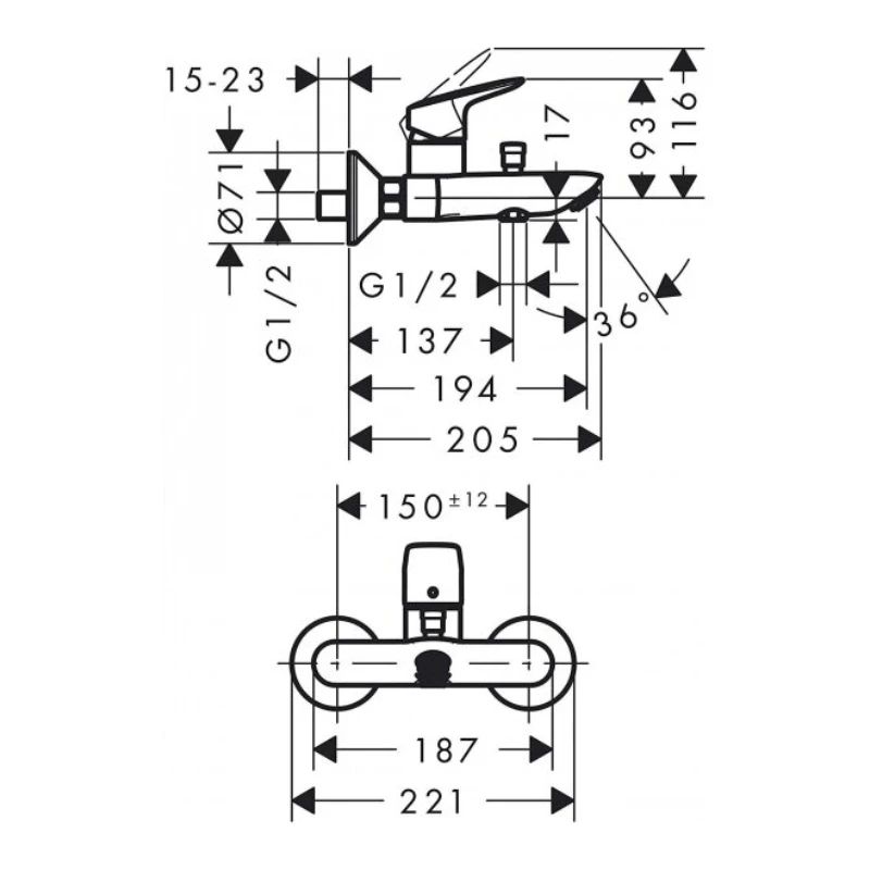 Ūdens maisītājs vannai Hansgrohe Logis