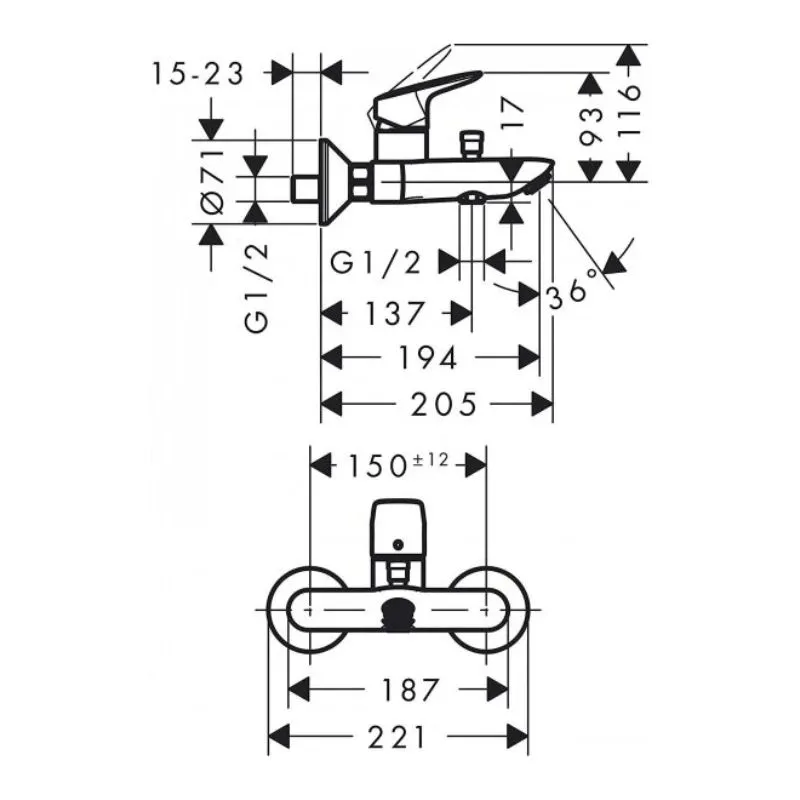 Bath-showermixer hg logis 71400000