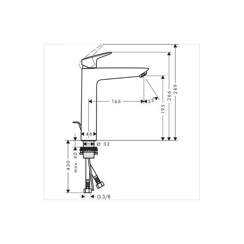 Ūdens maisītājs izlietnei Hansgrohe 71090000 20.9x26.6x4.6cm